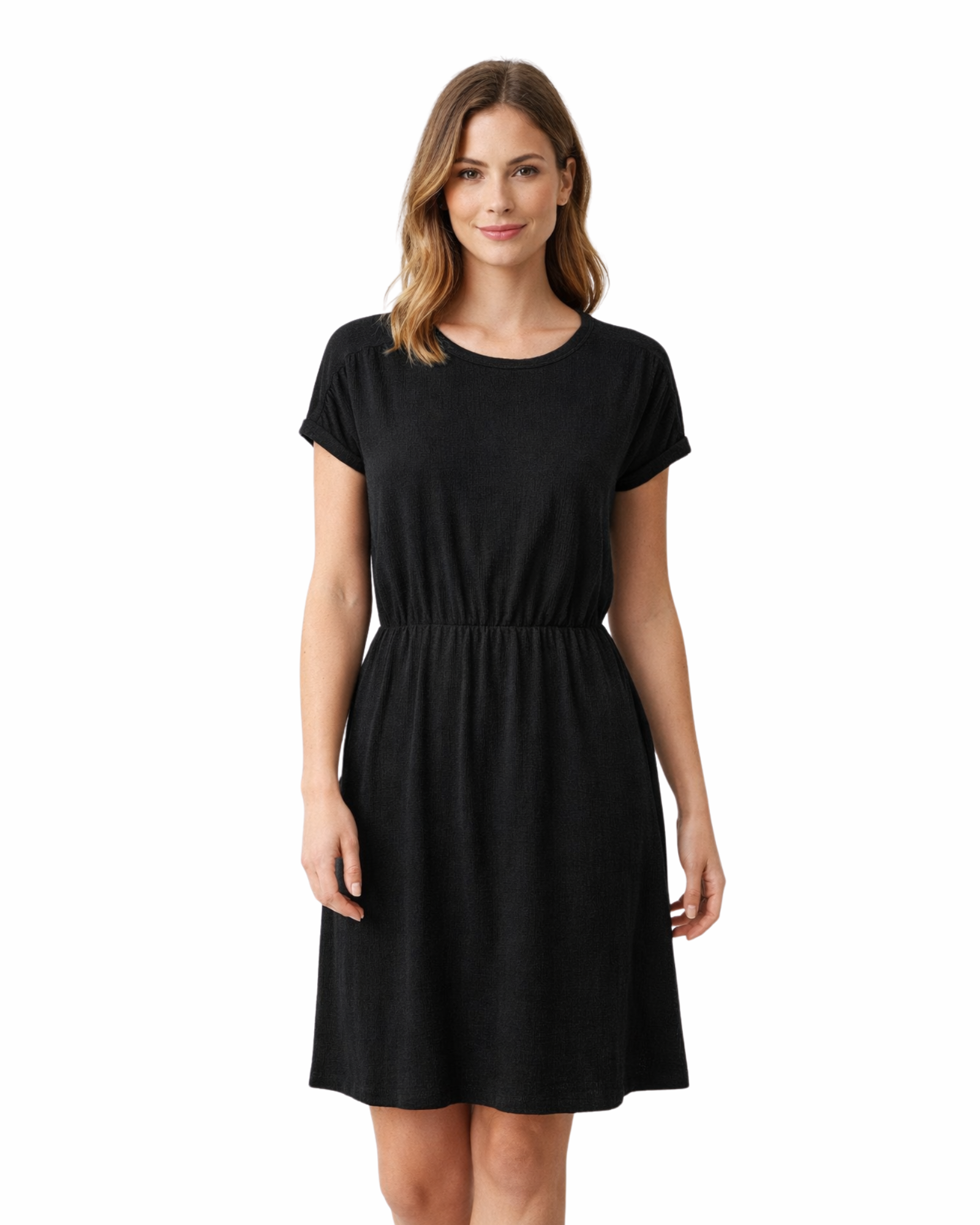 ESMARA - Women’s Black Crepe Structure Dress