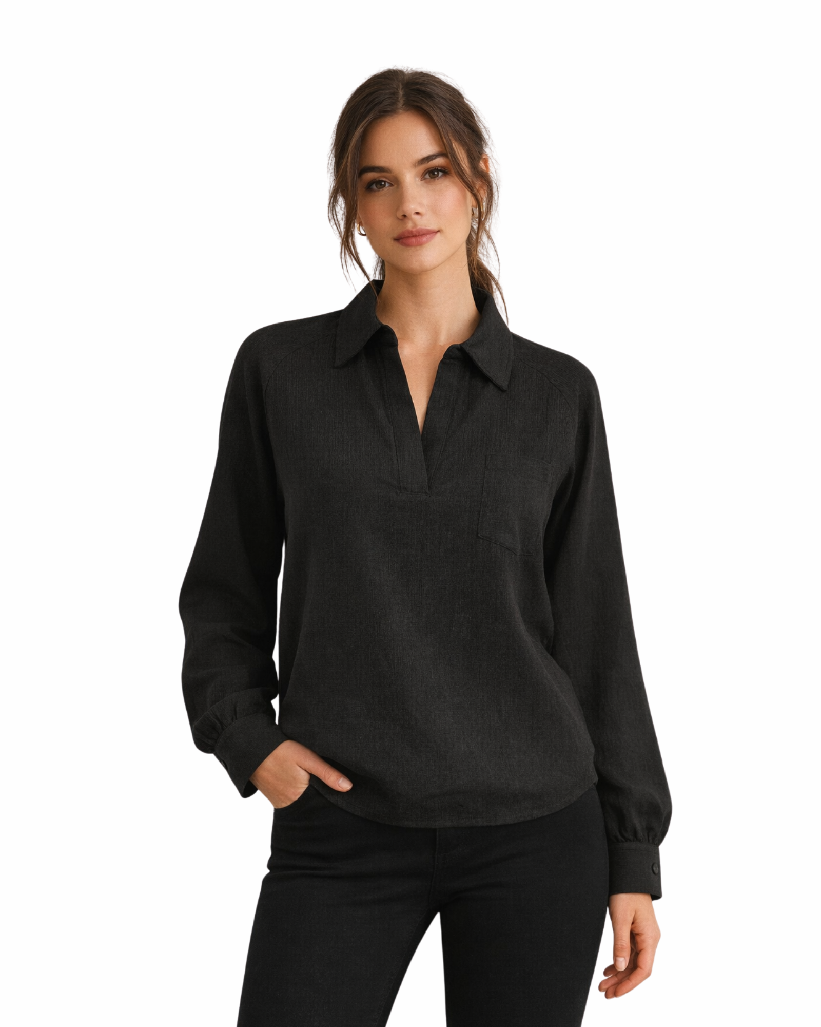 ESMARA - Women’s Textured Collared Blouse