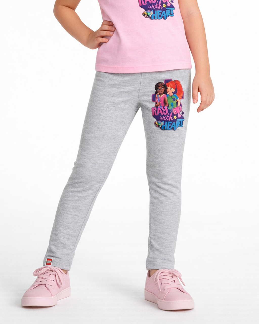 LEGO - Girls’ Heather Grey Cotton Blend Graphic Leggings