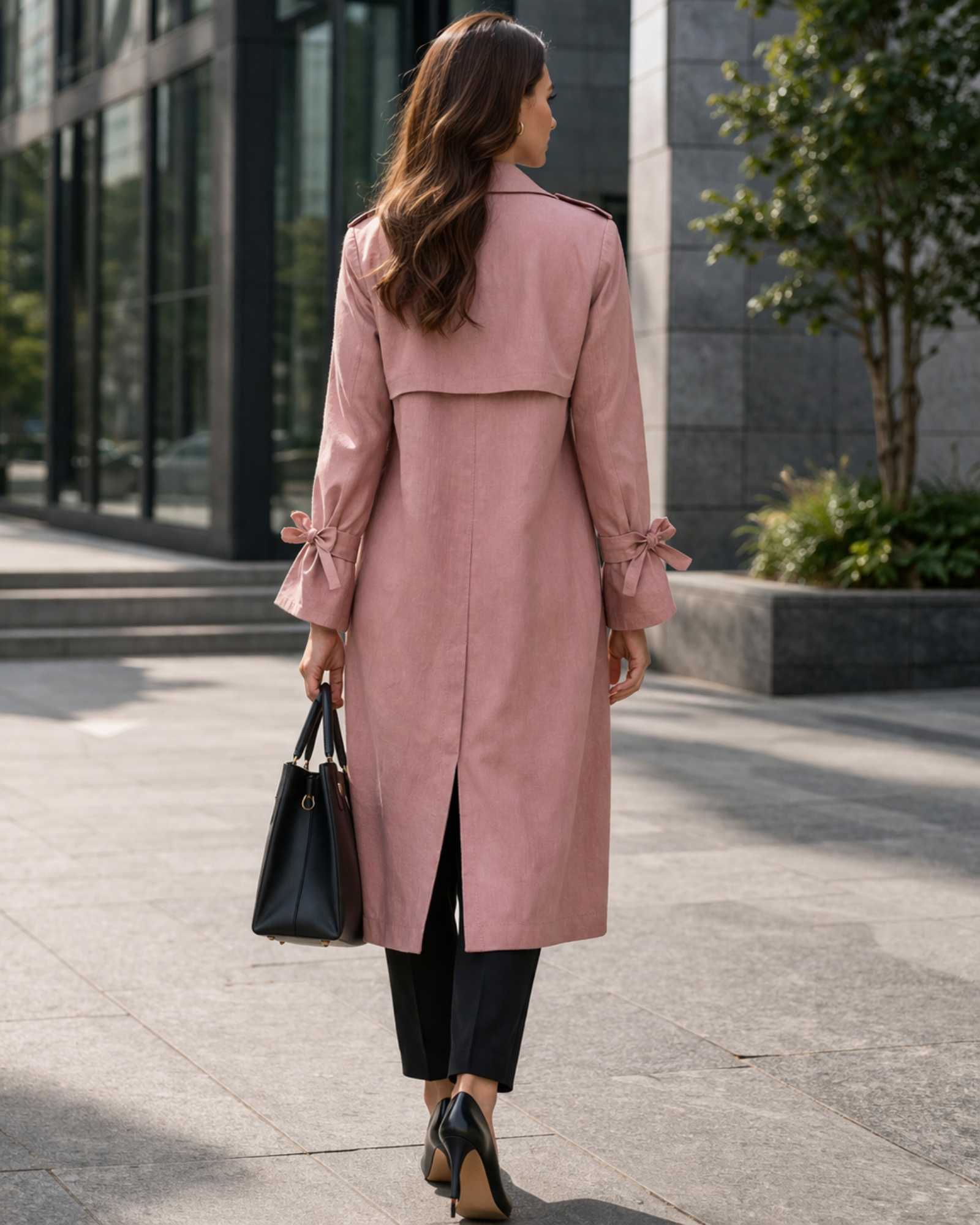 BERSHKA - Tall Women’s Oversized Dusty Pink Lightweight Trench Coat