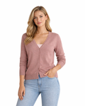 STRADIVARIUS - Women’s Dust Pink Oversized Fine Knit V-Neck Cardigan