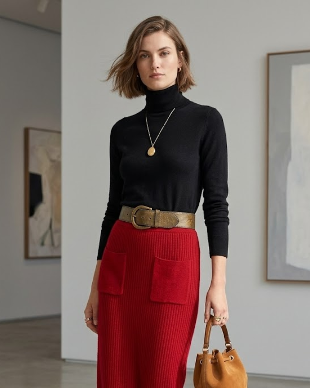 ZARA - Ribbed Knit Midi Skirt