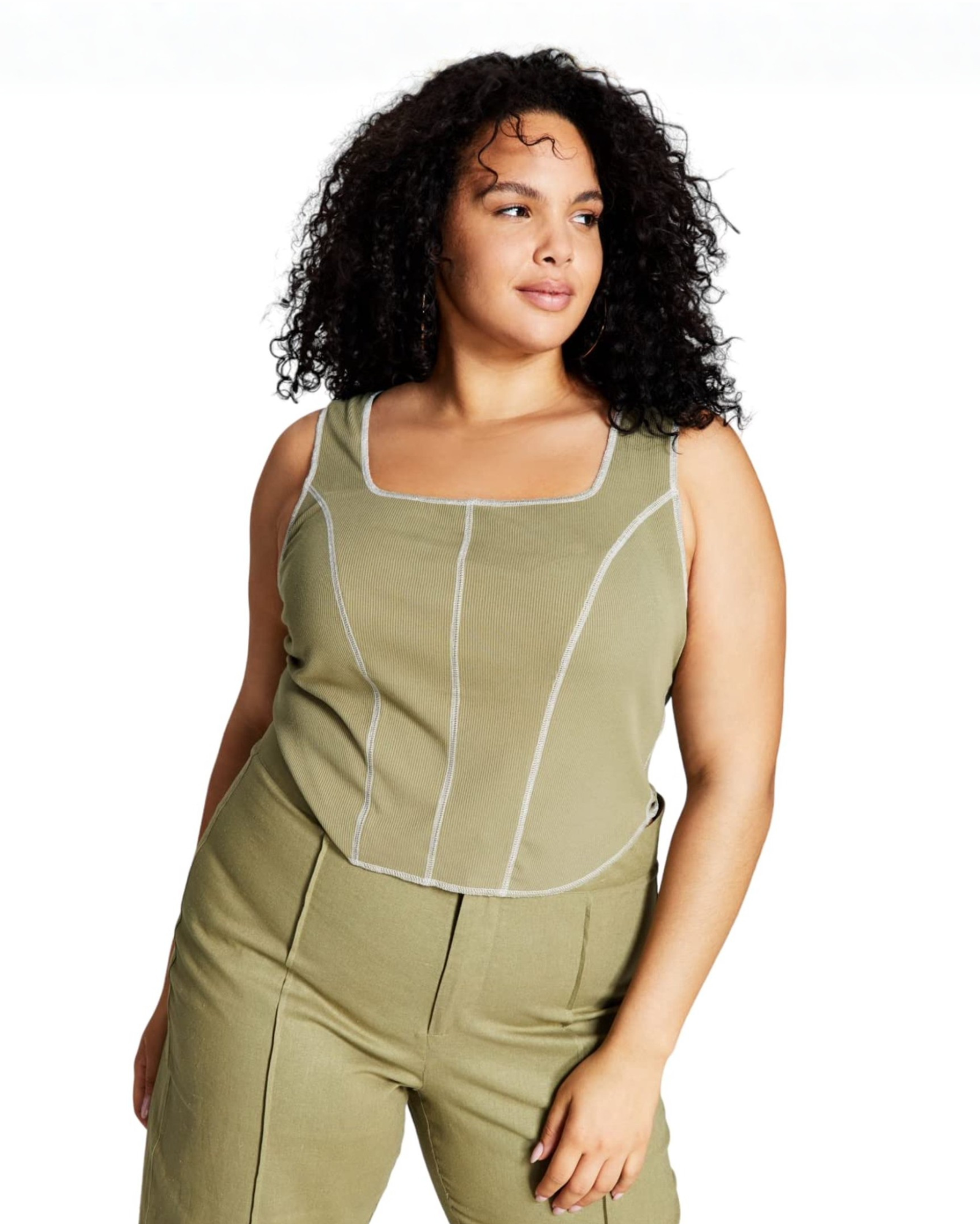 AND NOW THIS - Womens Trendy Plus Size Seam Tank Top