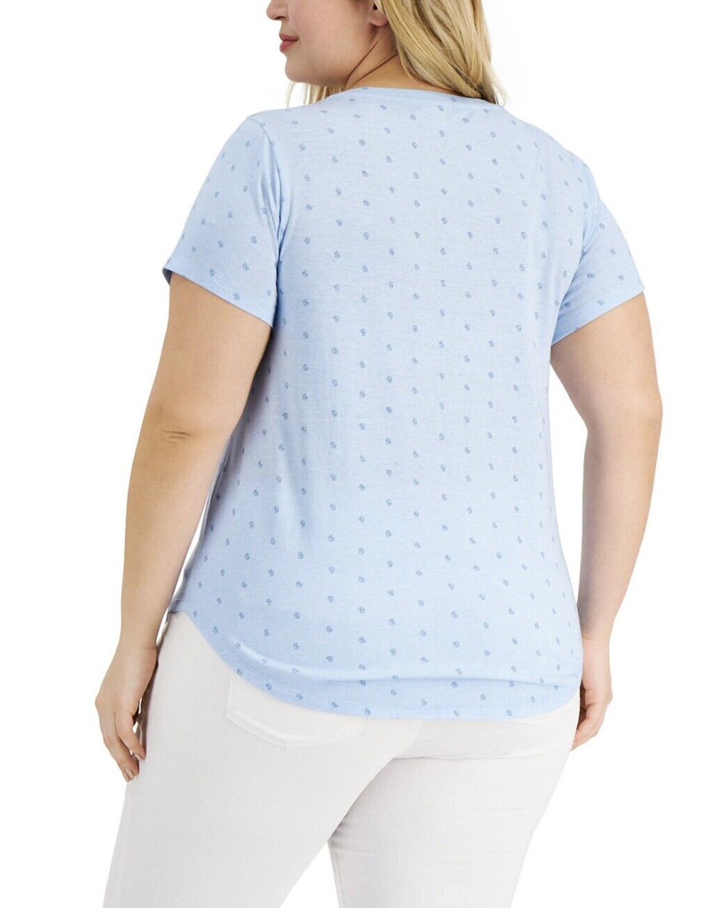 STYLE & CO. - Women’s Plus Size Micro Paisley Burnout V-Neck Top