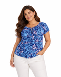 STYLE & CO. - Women’s Plus Size Printed Puff Sleeve Tie-Neck Top