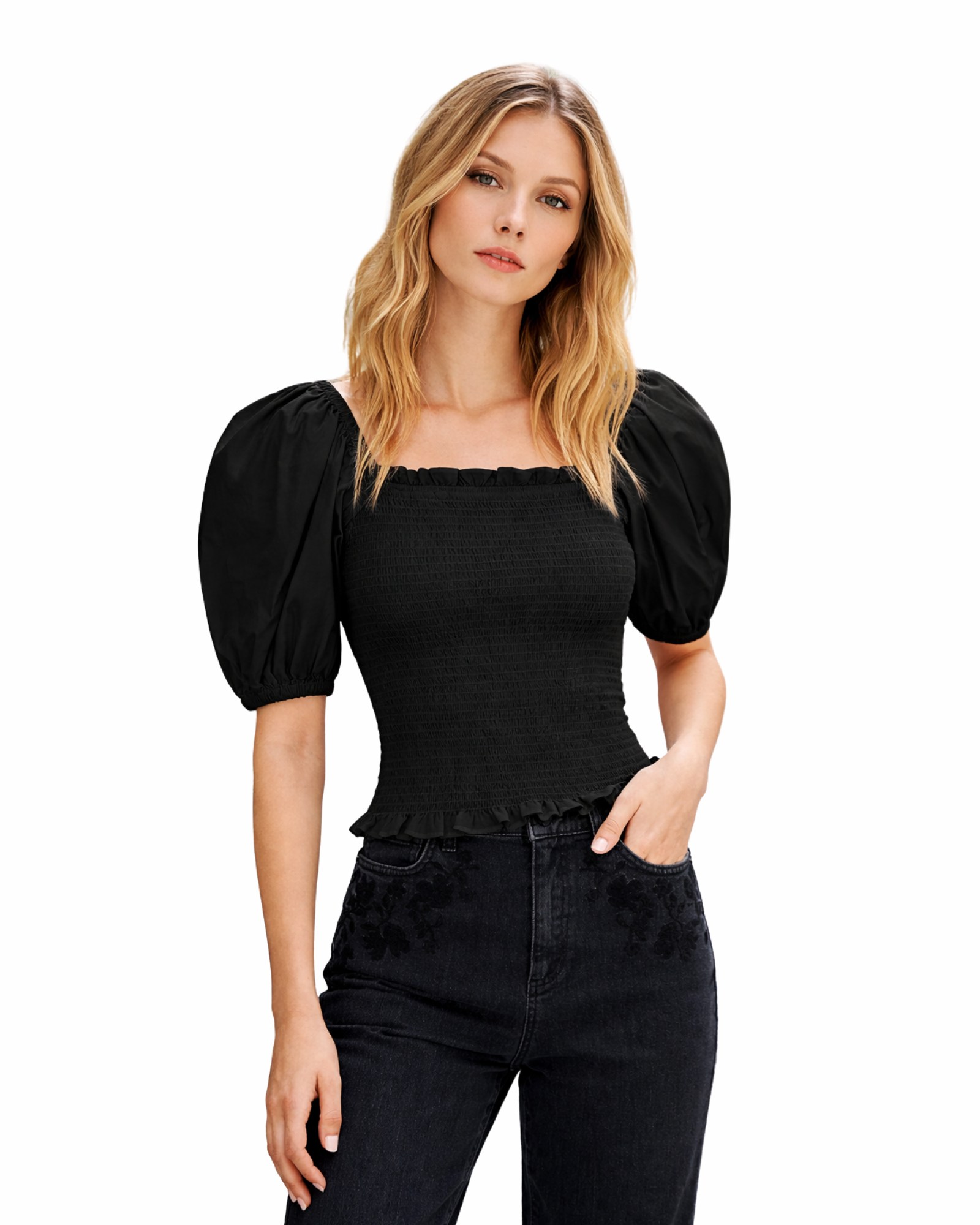 INC International Concepts - Women's Puff-Sleeve Smocked Top