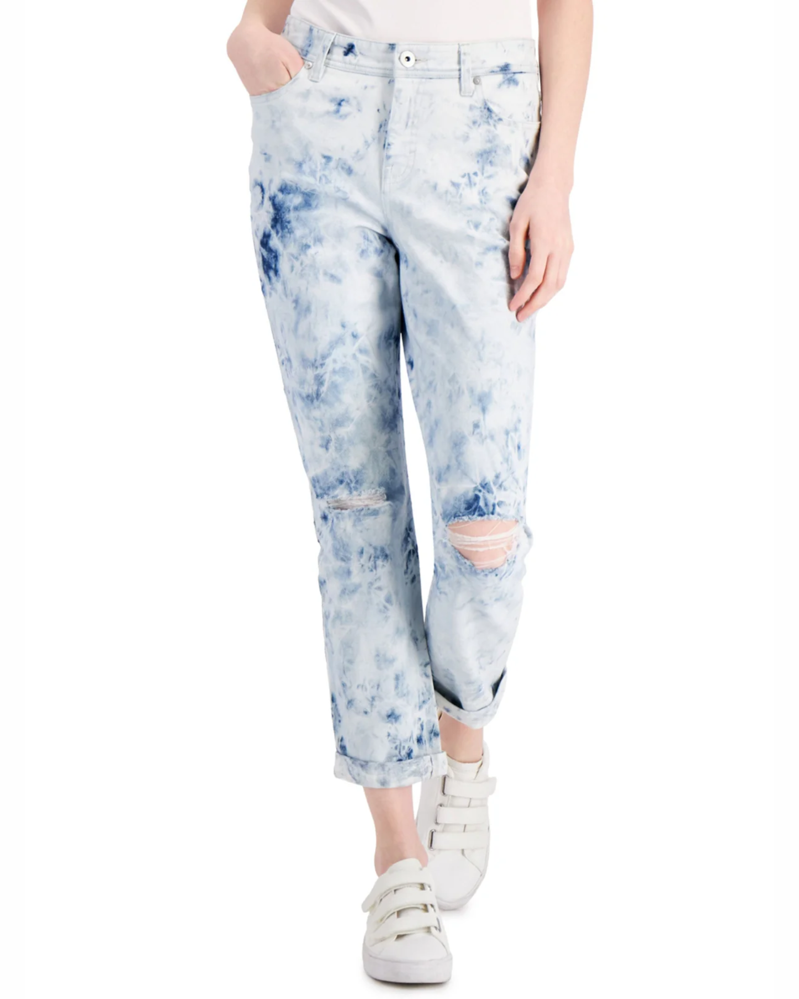 STYLE & CO. - Women’s Distressed Mid-Rise Girlfriend Ankle Jeans