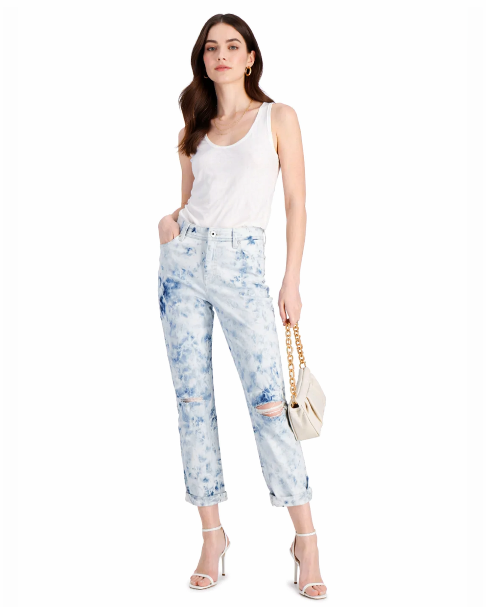 STYLE & CO. - Women’s Distressed Mid-Rise Girlfriend Ankle Jeans