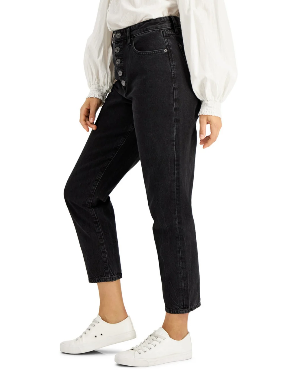INC International Concepts - Women's High Rise Button-Fly Mom Jeans