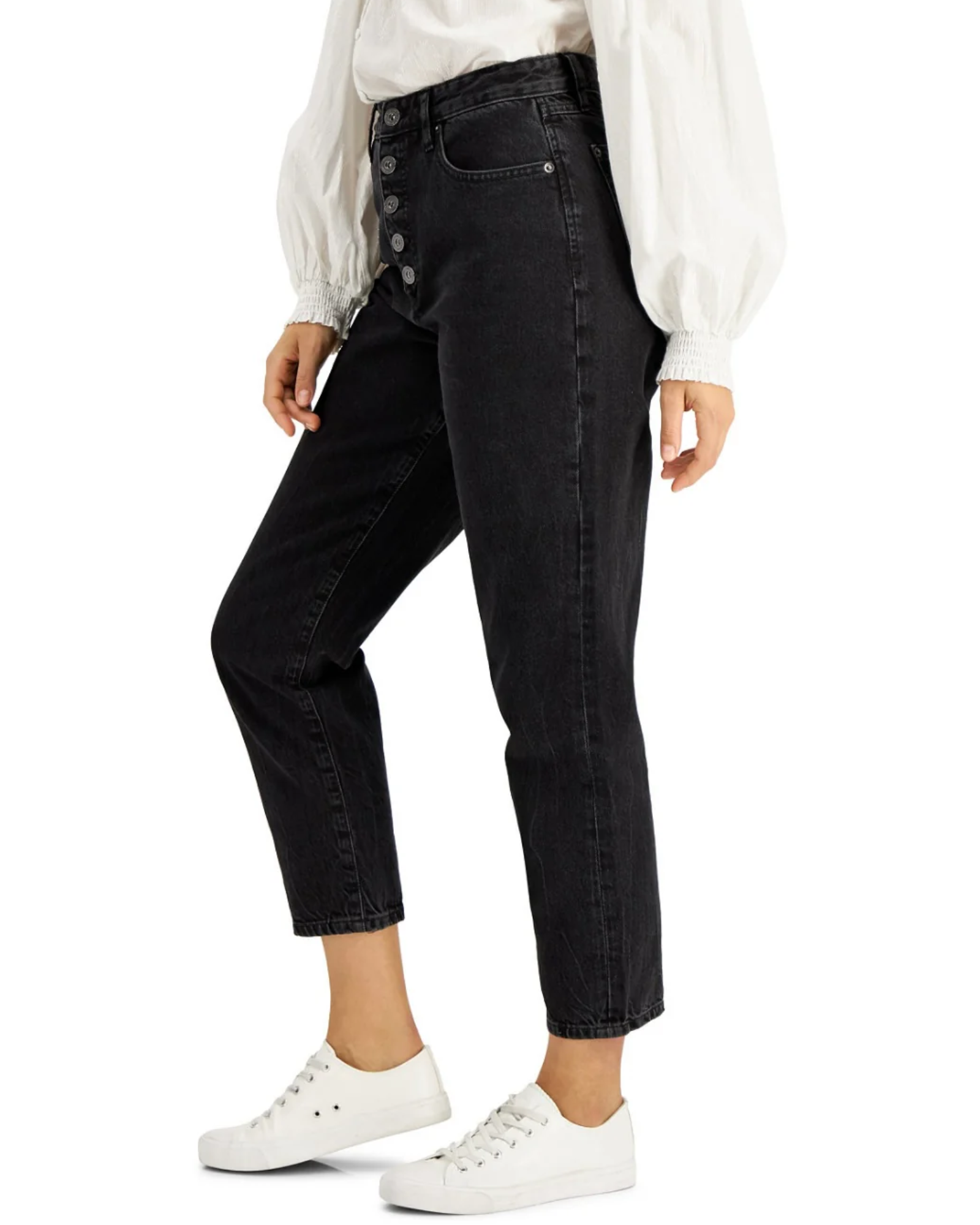 INC International Concepts - Women's High Rise Button-Fly Mom Jeans