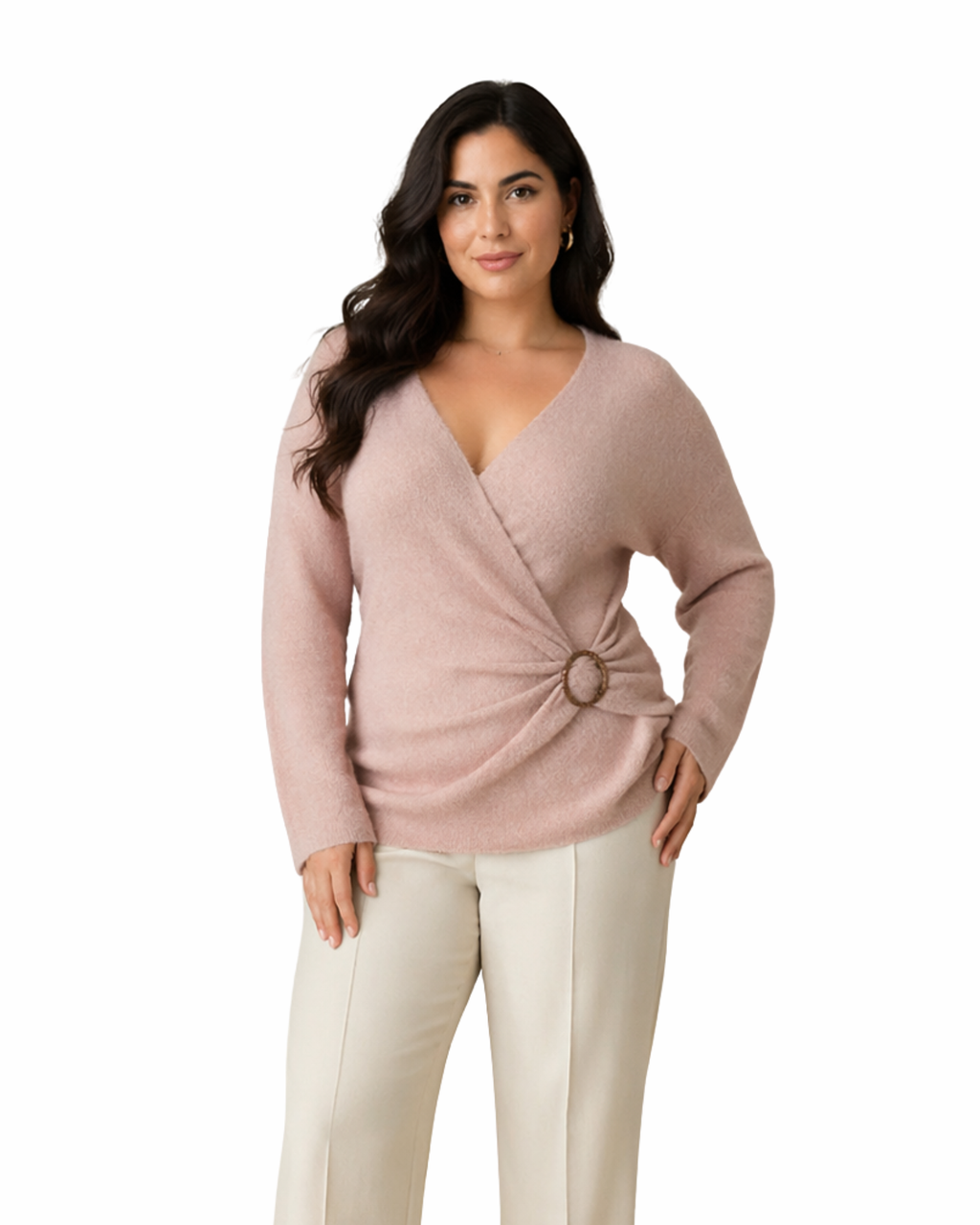 INC International Concepts - Lurex V-Neck Buckle Sweater