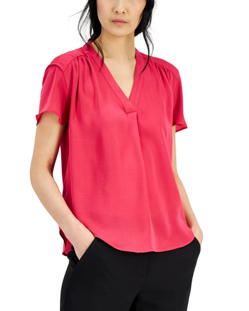 ALFANI - Shirred V Neck Dolman Sleeve Top