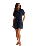 ESMARA - Women’s Navy Relaxed Fit Shirt Dress