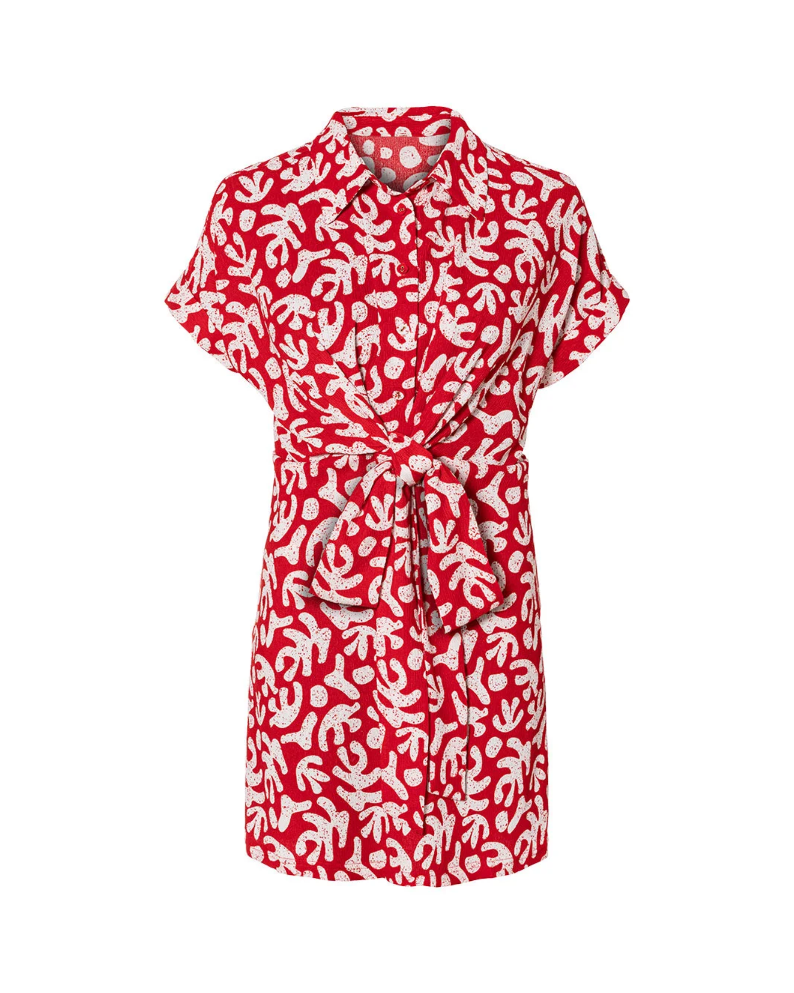 ESMARA - Women’s Red Relaxed Fit Printed Shirt Dress