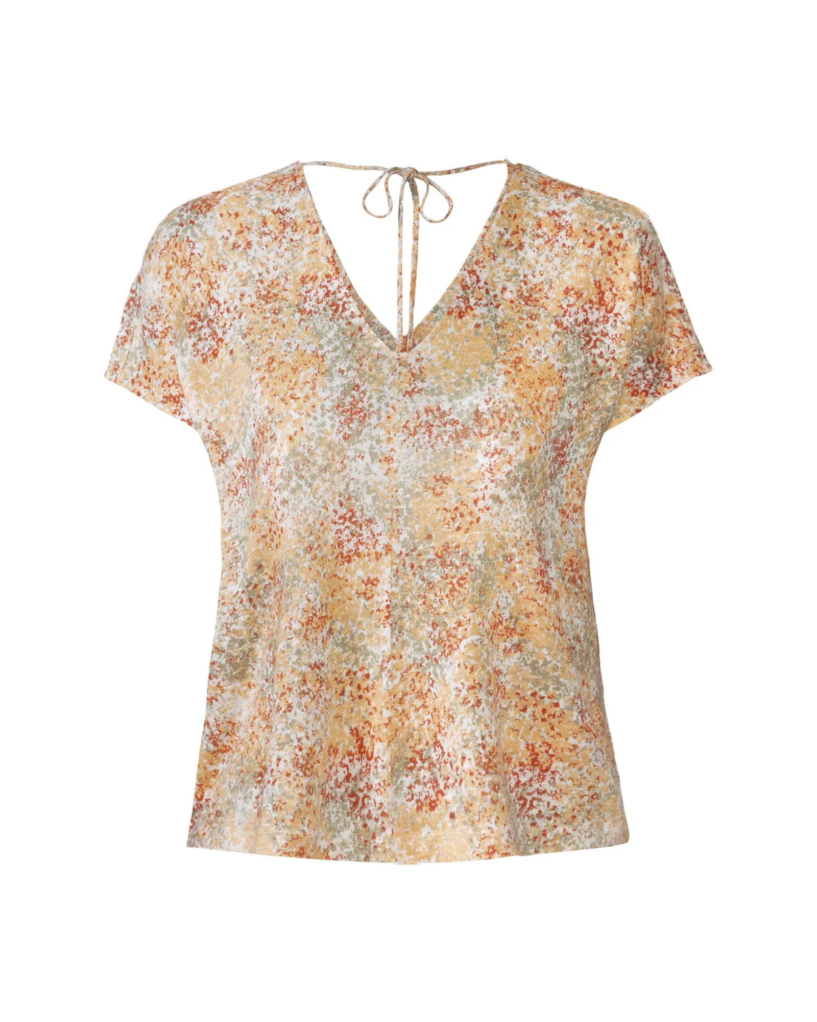 ESMARA - Women’s Linen-Viscose Printed V-Neck Blouse