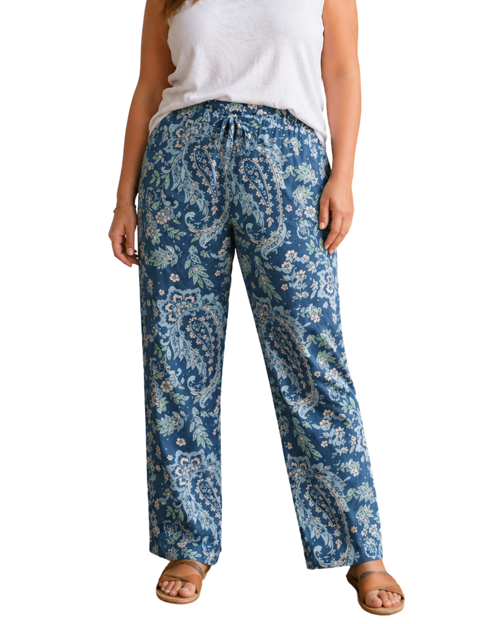 ESMARA - Women’s Paisley Print All Cotton Pants