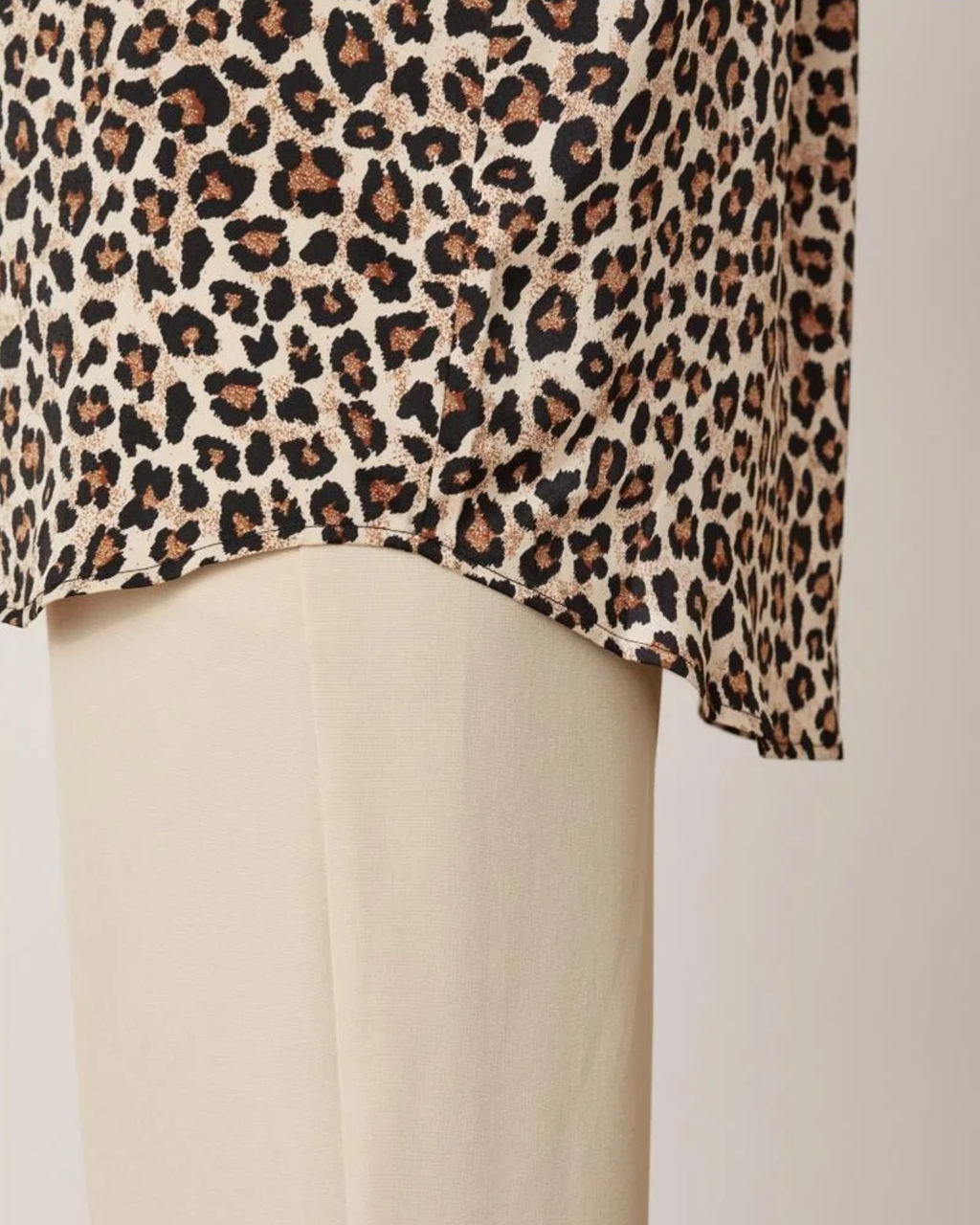 ESMARA - Women’s Relaxed Fit Matte Satin Leopard Print Blouse