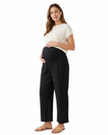 ESMARA - Maternity Muslin Cotton Wide-Leg Black Pants