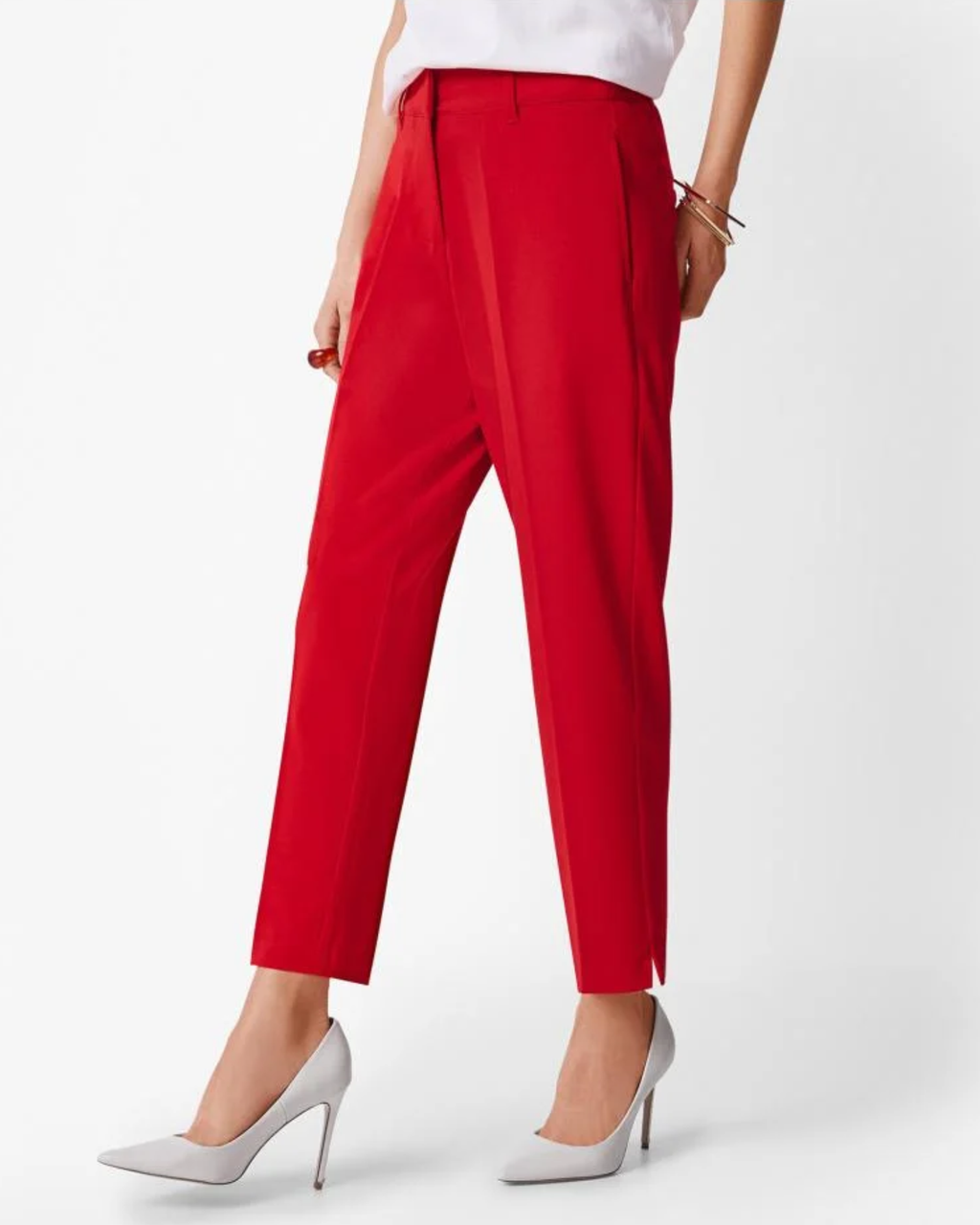 ESMARA - Women’s Red Ankle-Length Slack Pants