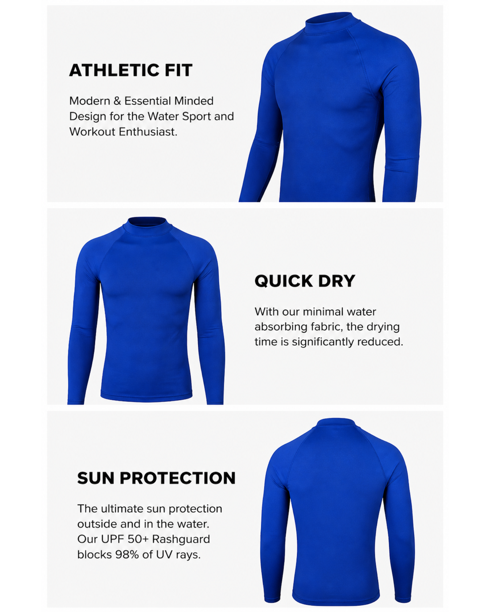 CRIVIT - Men’s Blue UV Protection Swim Rash Vest