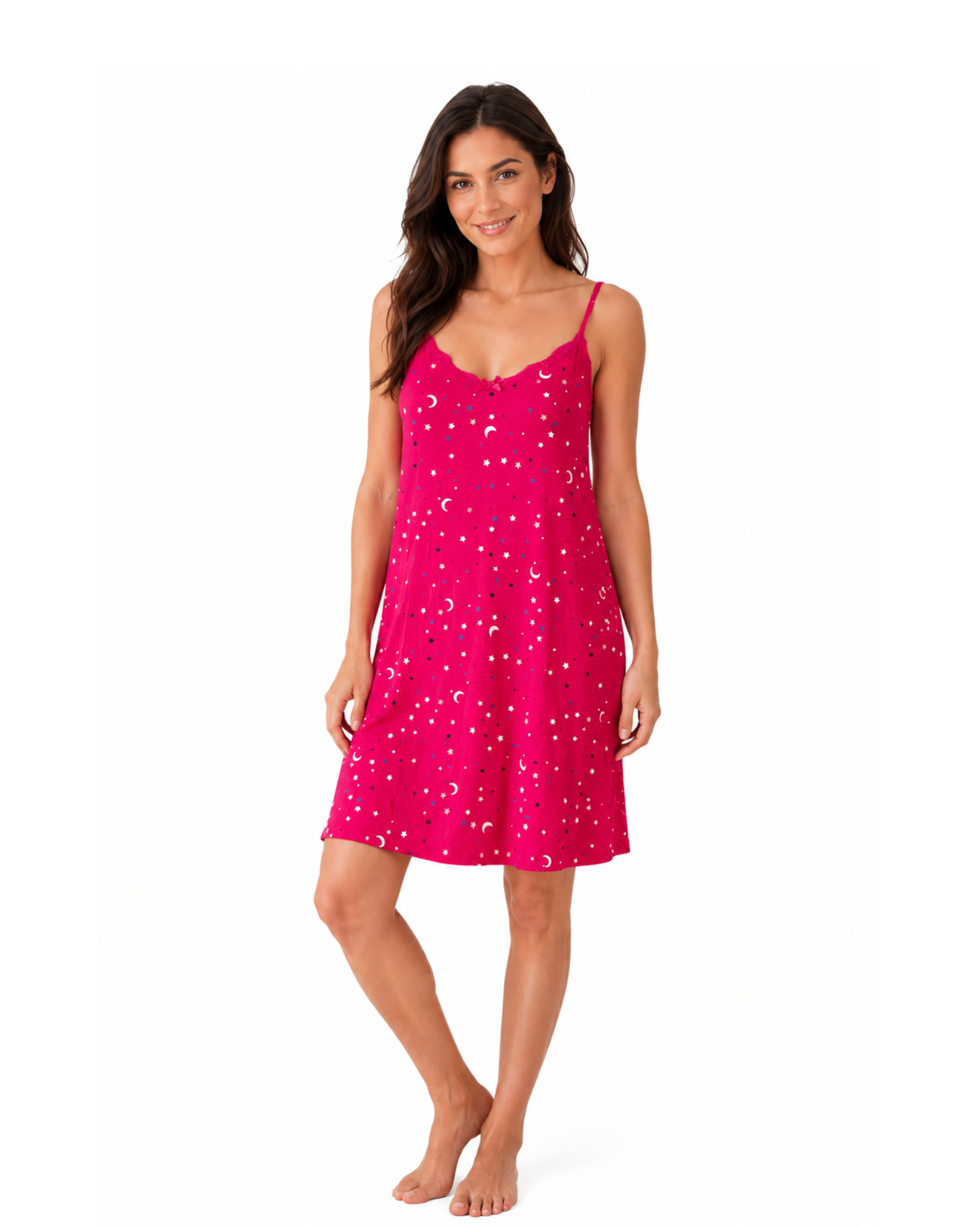 ESMARA - Women’s Star & Moon Print Loungewear Dress