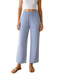 ESMARA - 100% Cotton Textured Wide-Leg Pants
