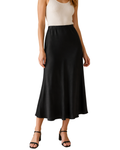 ESMARA - Women’s Black Satin Midi Skirt