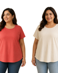 ESMARA - Pack of 2 Women’s Cotton Stretch Everyday Tops