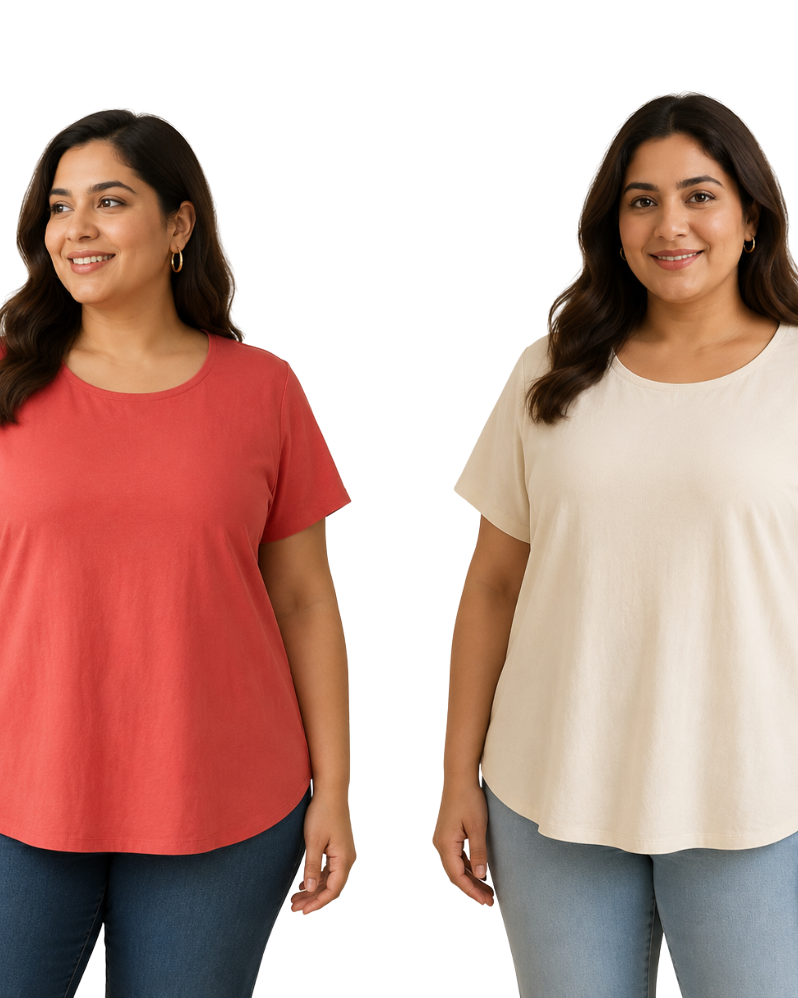 ESMARA - Pack of 2 Women’s Cotton Stretch Everyday Tops