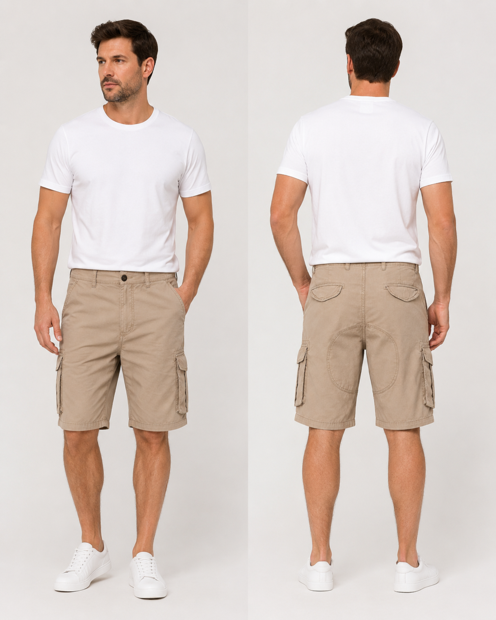 SPLASH - Men’s 100% Cotton Beige Cargo Shorts