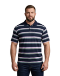 RIDDLE - Men's Easy-Care Oversized Striped Polo with Pocket