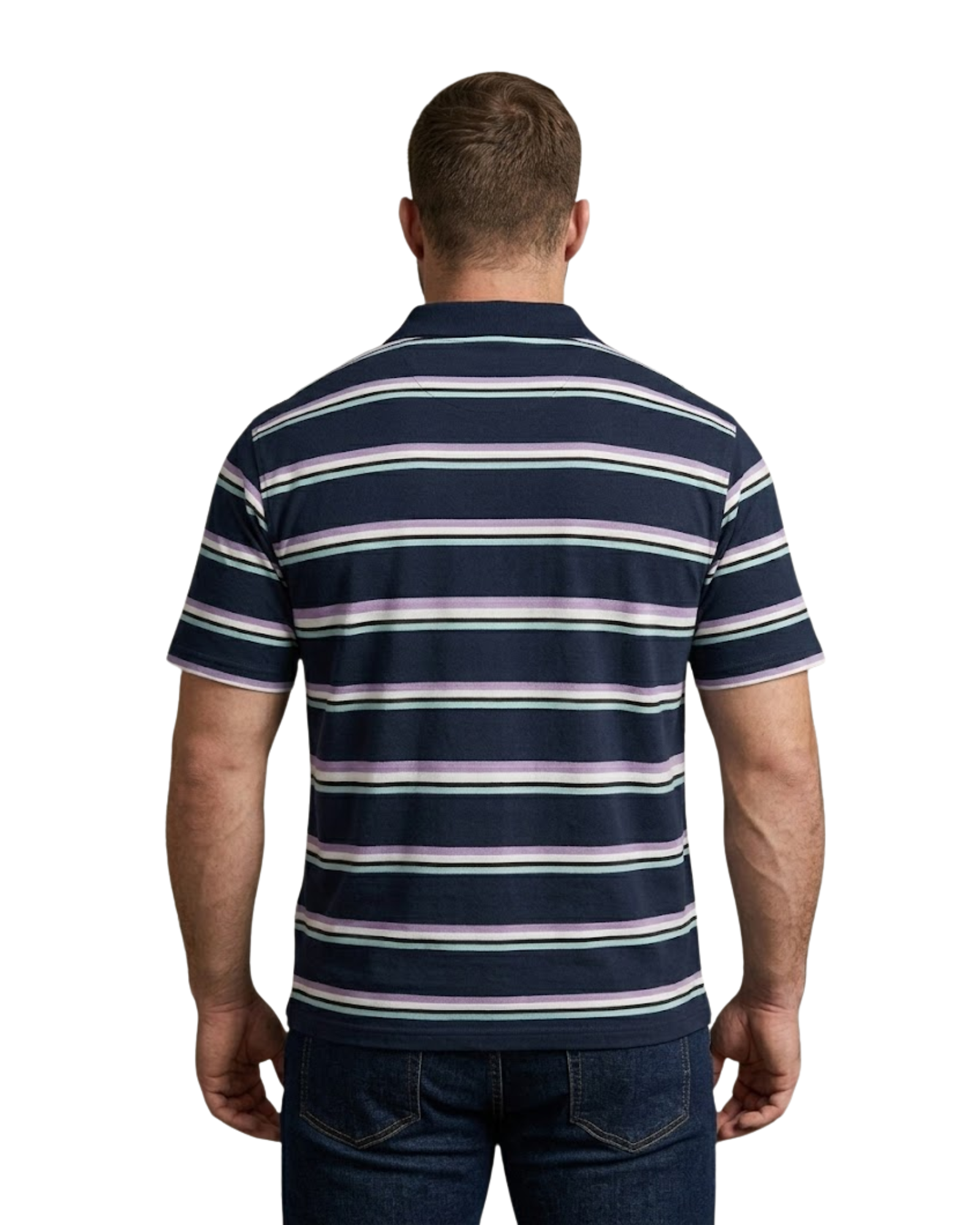 RIDDLE - Men's Easy-Care Oversized Striped Polo with Pocket