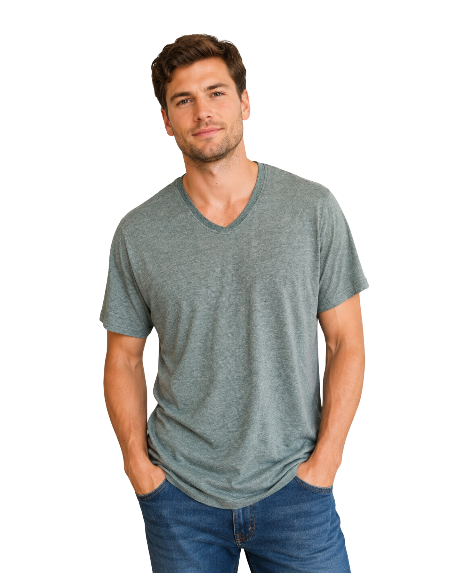 SPLASH - Cotton Viscose V-Neck T-Shirt