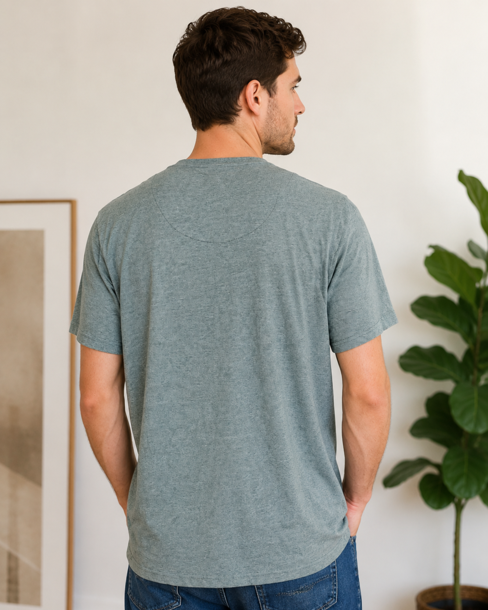 SPLASH - Cotton Viscose V-Neck T-Shirt