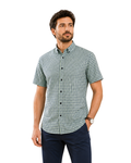 BERSHKA - Men’s 100% Cotton Mint Check Short Sleeve Shirt