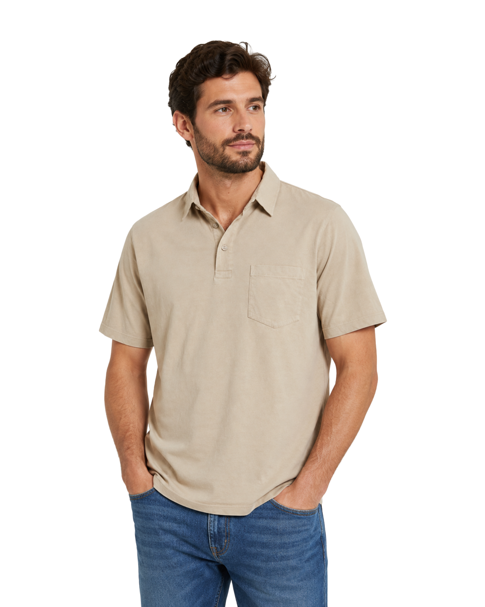 ZARA - 100% Cotton Beige Polo Shirt