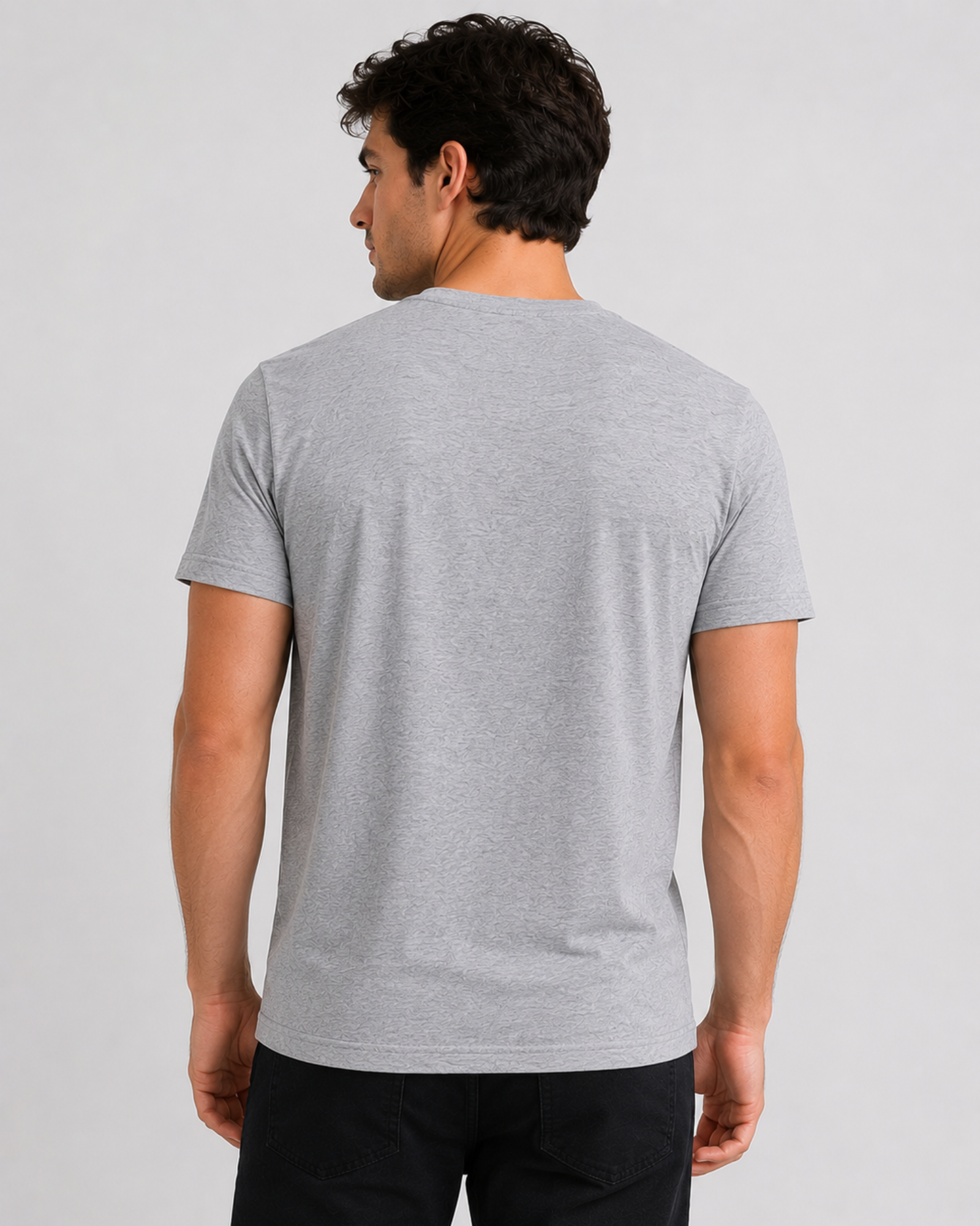 PULL&BEAR - Men’s Grey Cotton Rich V-Neck T-Shirt