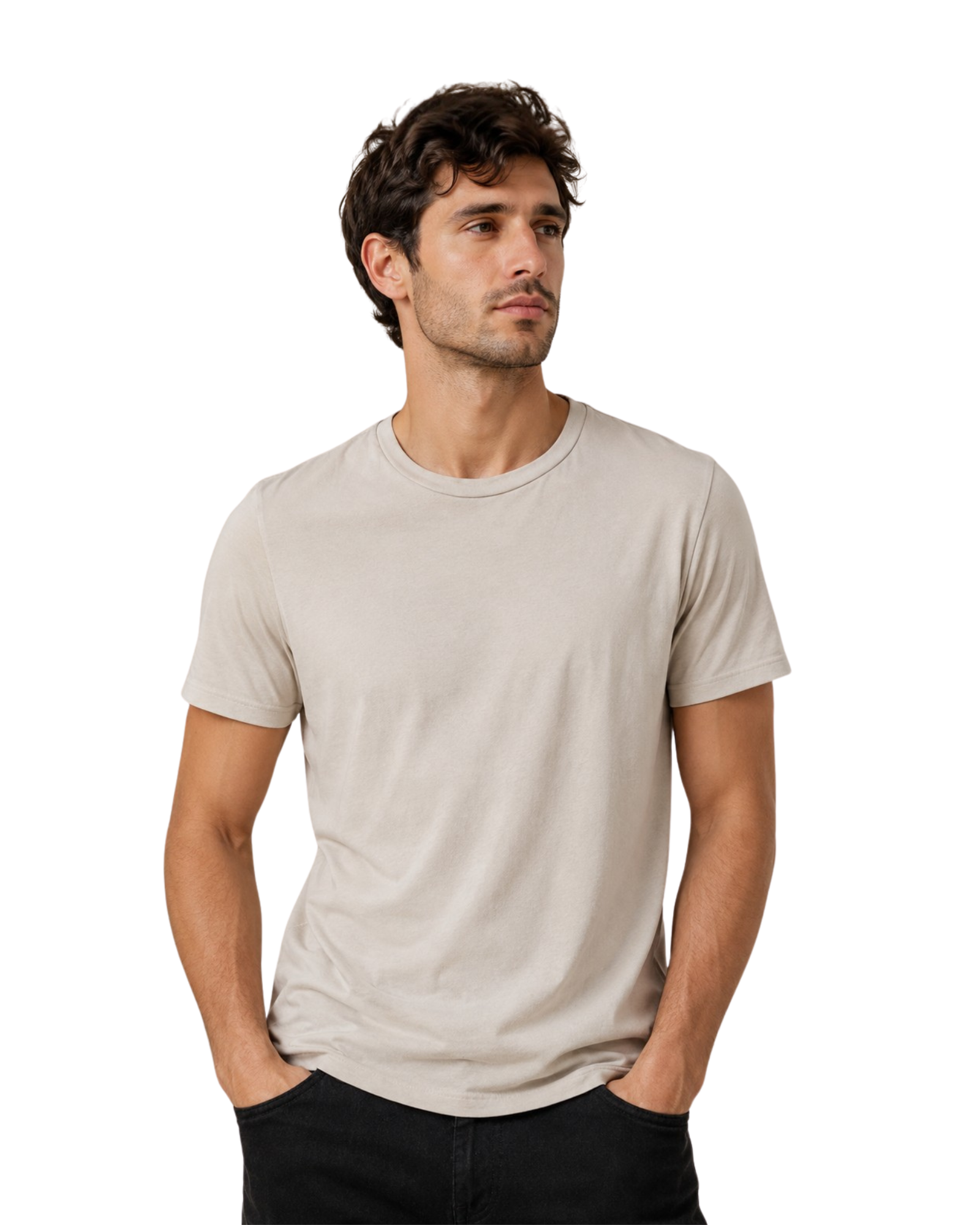 PULL & BEAR - Essential Beige Cotton T-Shirt