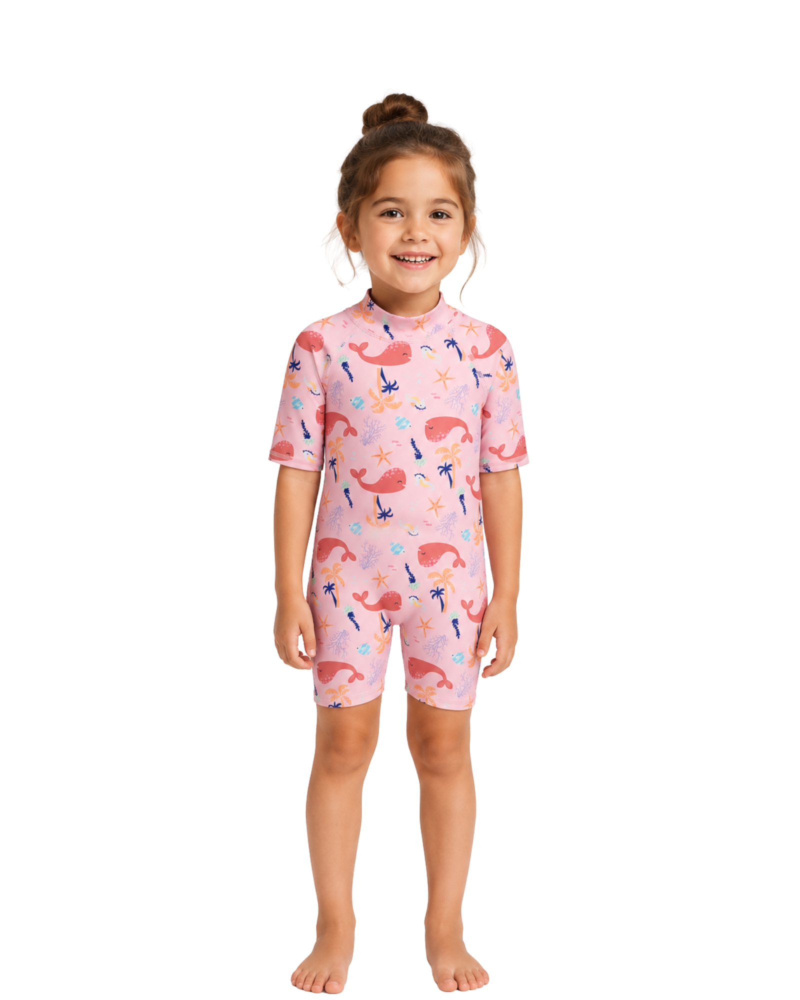 LUPILU - Girls' UV Protection 50+ Whale Print Swimsuit