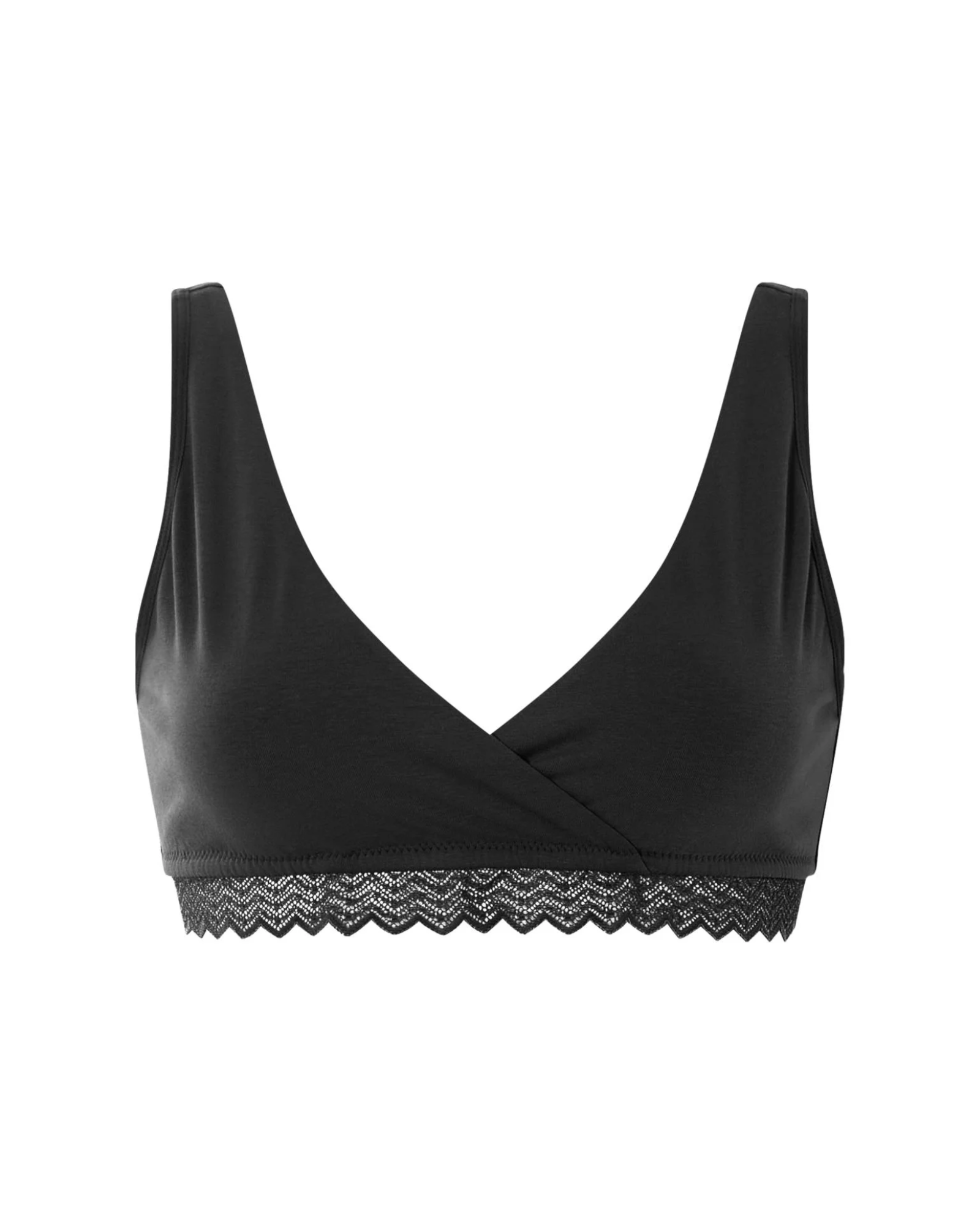 ESMARA - Women’s Organic Cotton Nursing Black Bra with Lace Trim