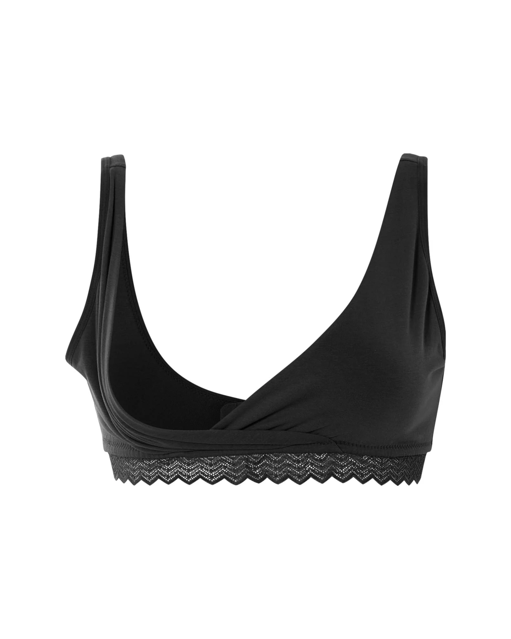 ESMARA - Women’s Organic Cotton Nursing Black Bra with Lace Trim