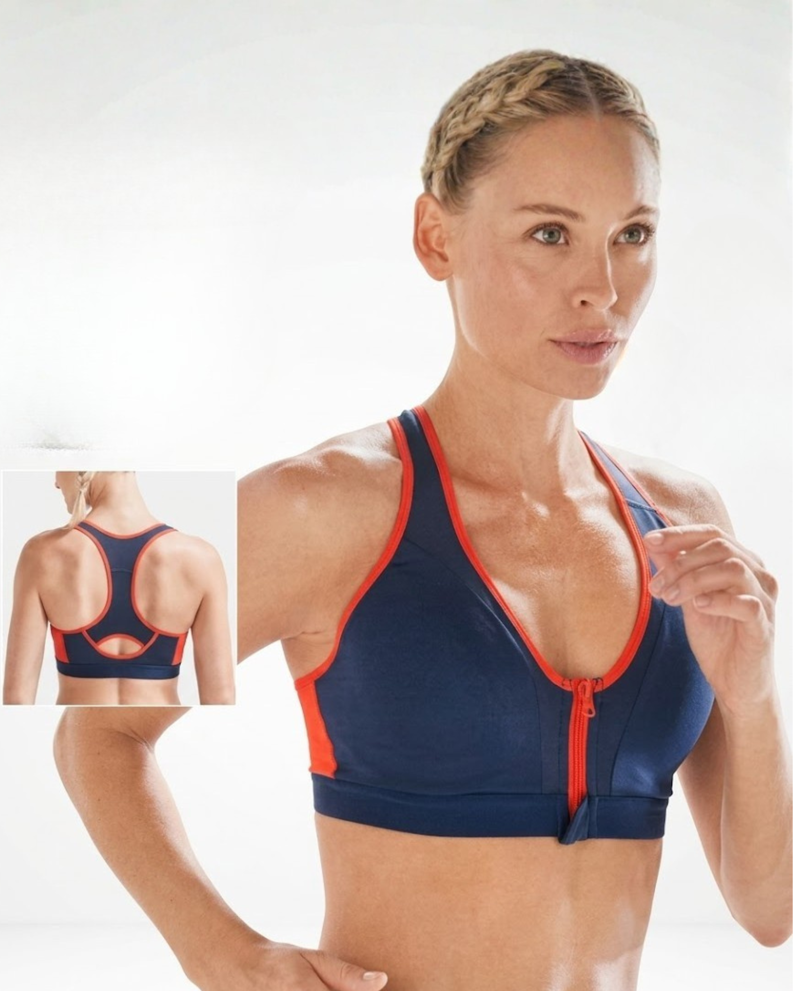 CRIVIT - High Support Sports Bra with Front Zip & Mesh Panels