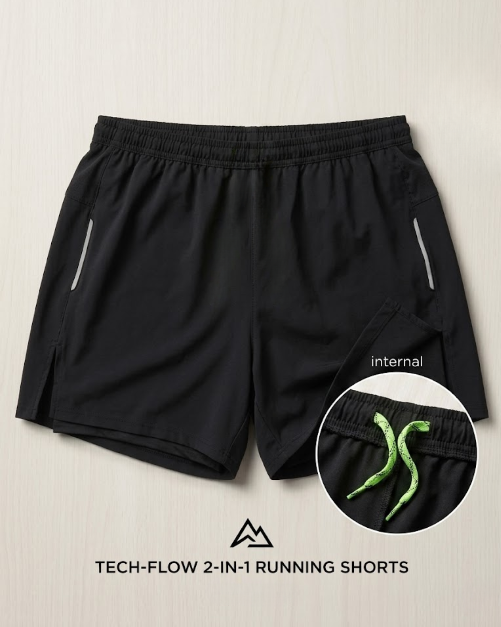 CRIVIT - Men's 2-in-1 Running Moisture-Wicking Sports Shorts