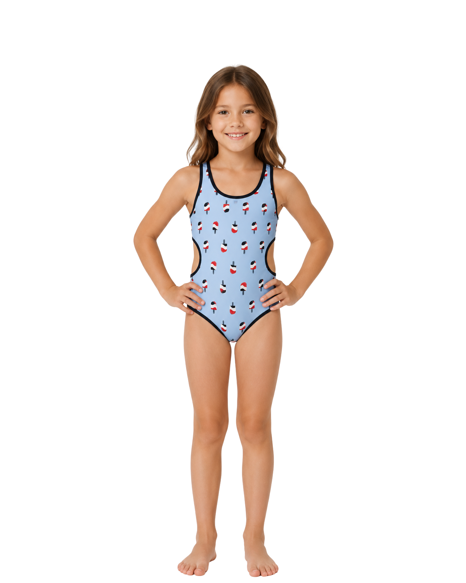 TOMMY HILFIGER - One-Piece Printed Cutout Swimsuit with Scrunchie Set