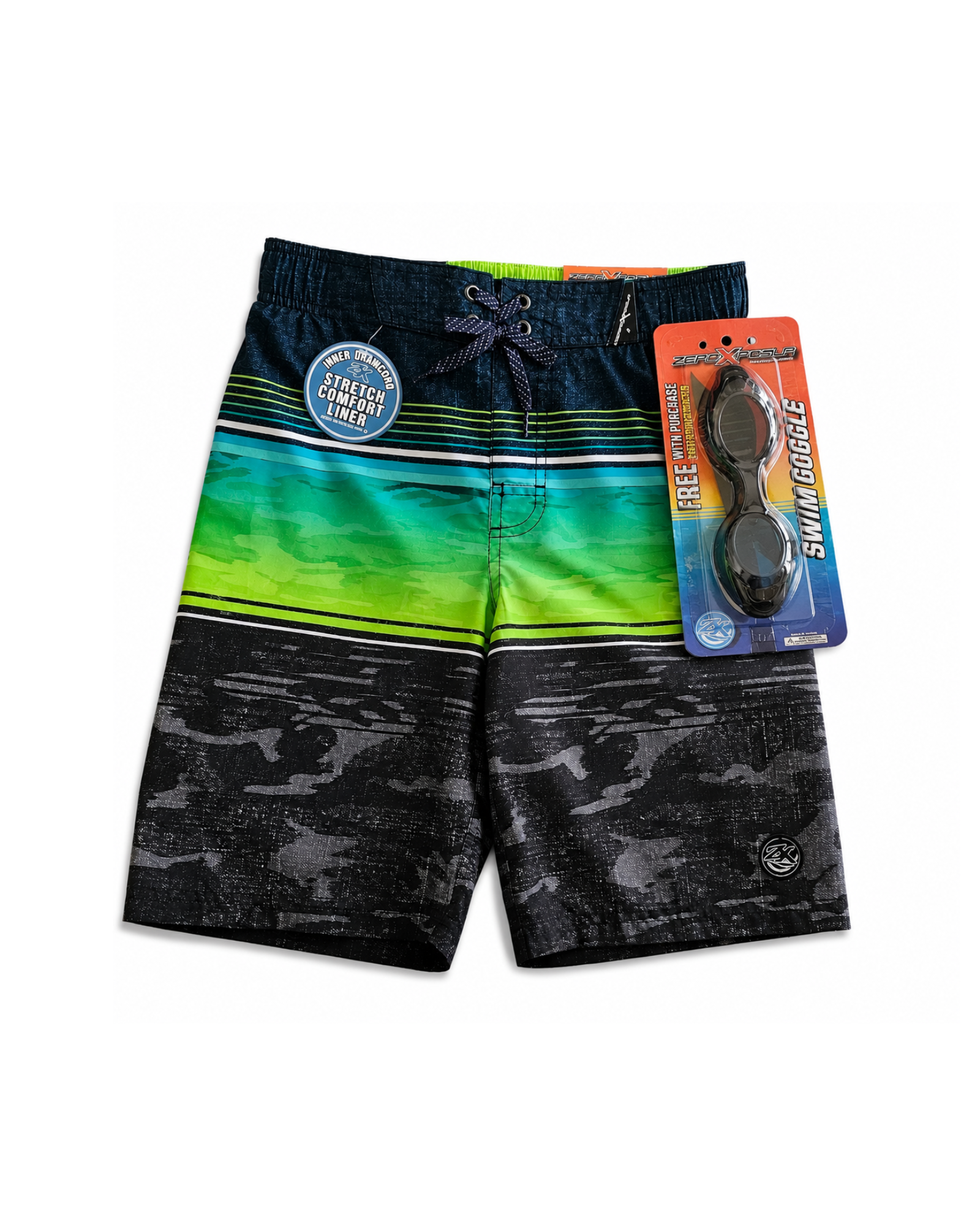 ZEROXPOSUR - Boys' UPF 50+ Swim Shorts with Free Swim Goggles