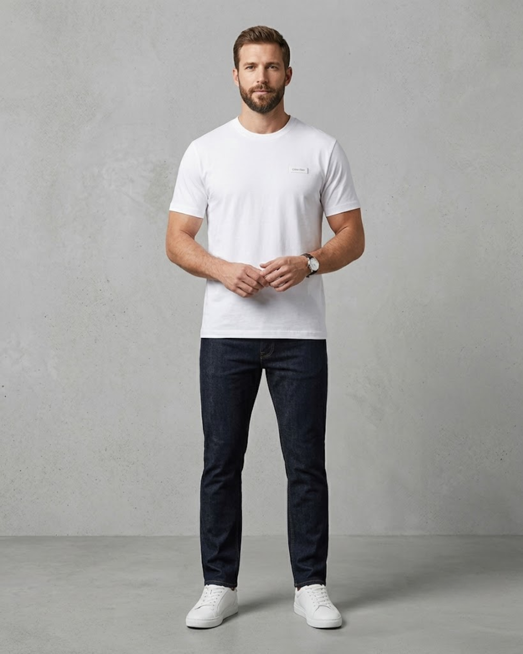 CALVIN KLEIN - Men's Logo Plaque Crew Neck T-Shirt