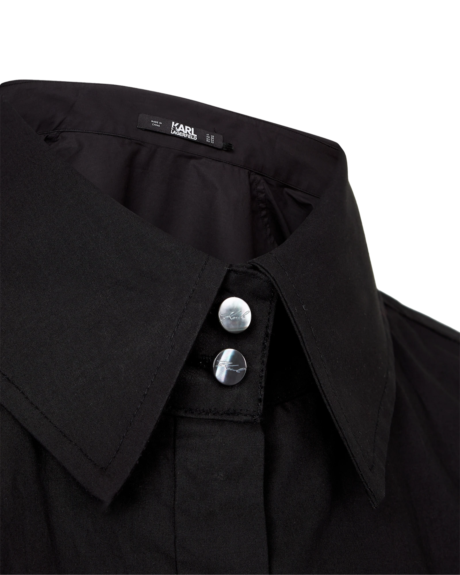 KARL LAGERFELD - HUN'S PICK RUFFLE POPLIN SHIRT BLACK