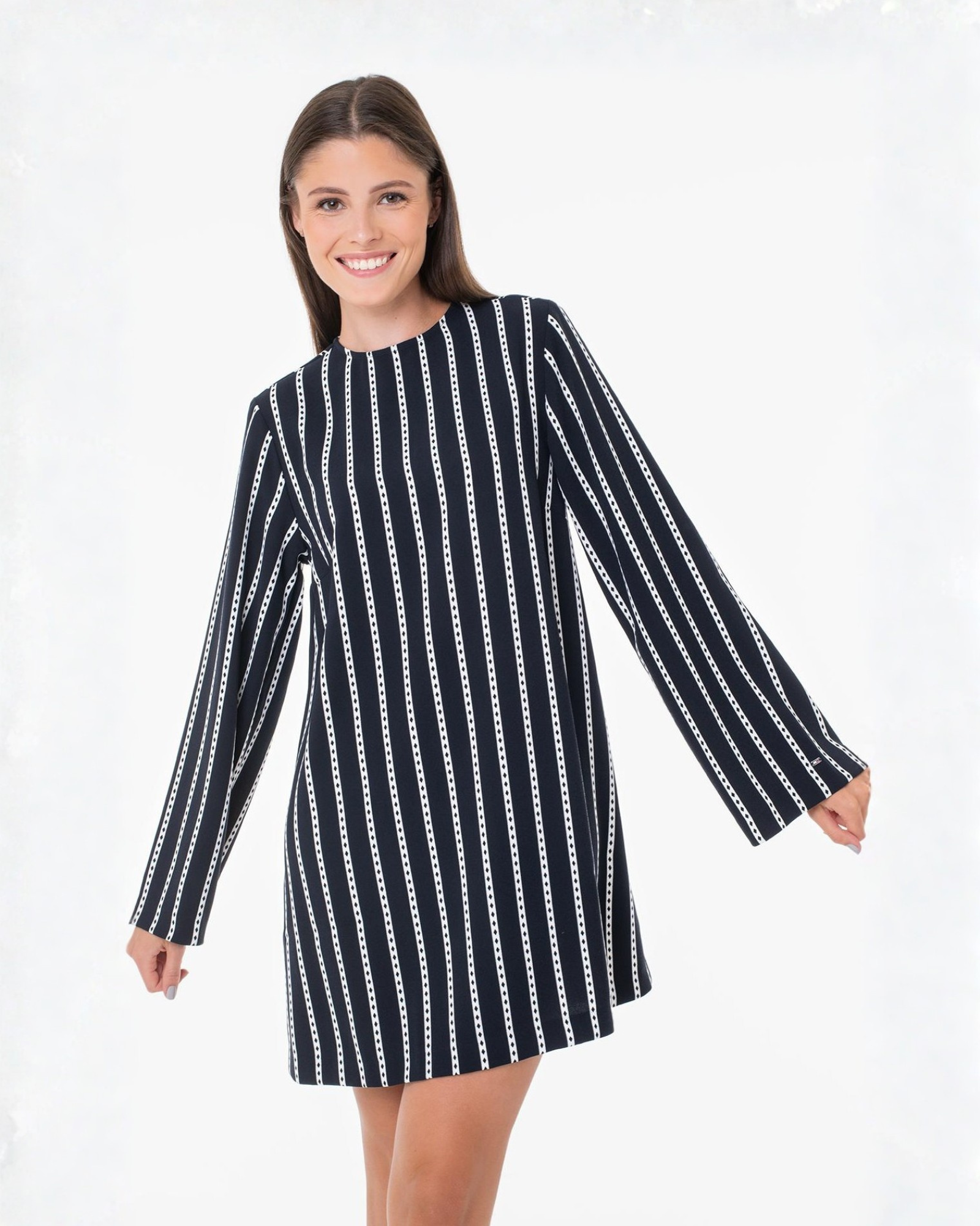 TOMMY HILFIGER - Argyle Stripe Crepe Mini Dress