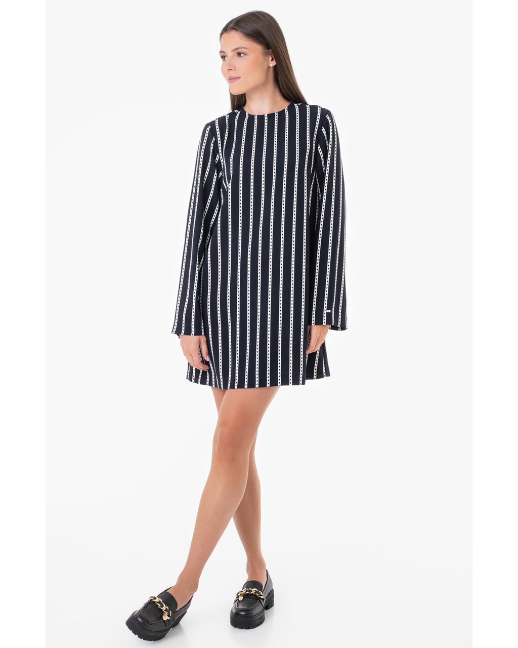 TOMMY HILFIGER - Argyle Stripe Crepe Mini Dress