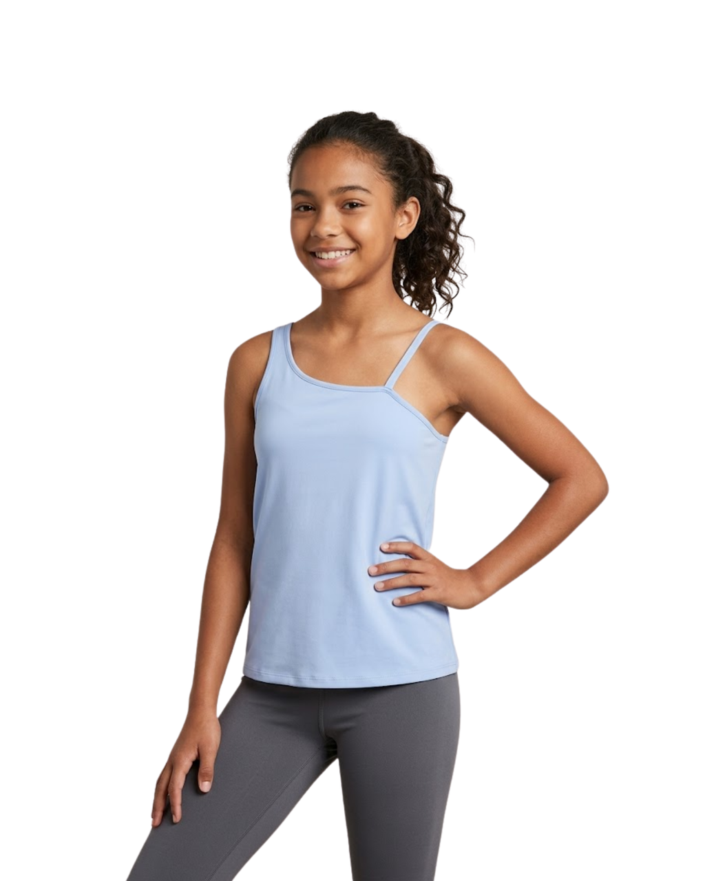 ID IDEOLOGY - Big Girls Asymmetrical Tank Top - Light Blue Activewear